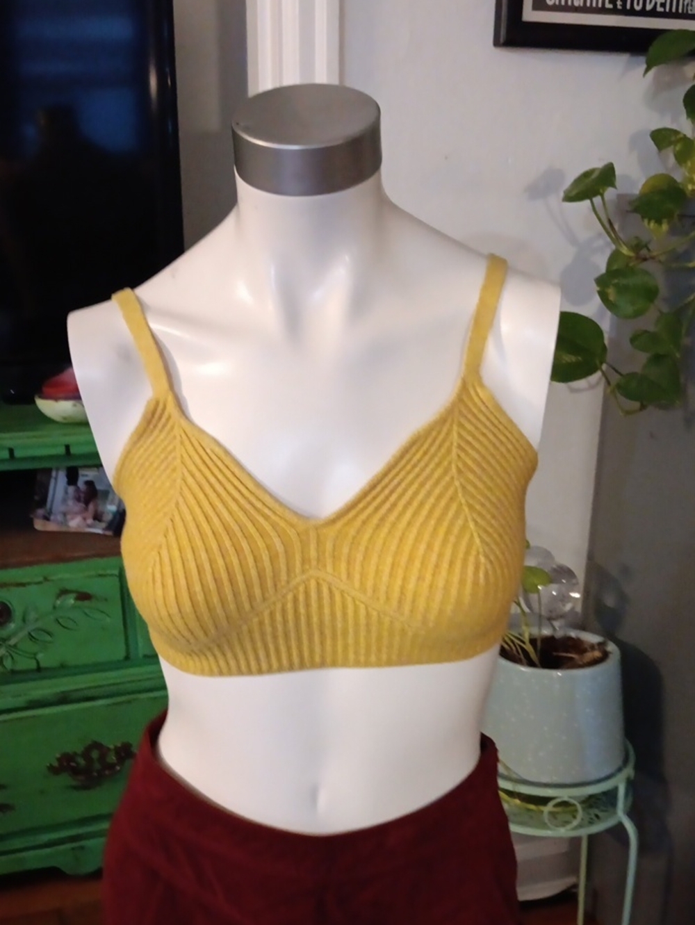 wild fable Mustard Ribbed Knit Bralette